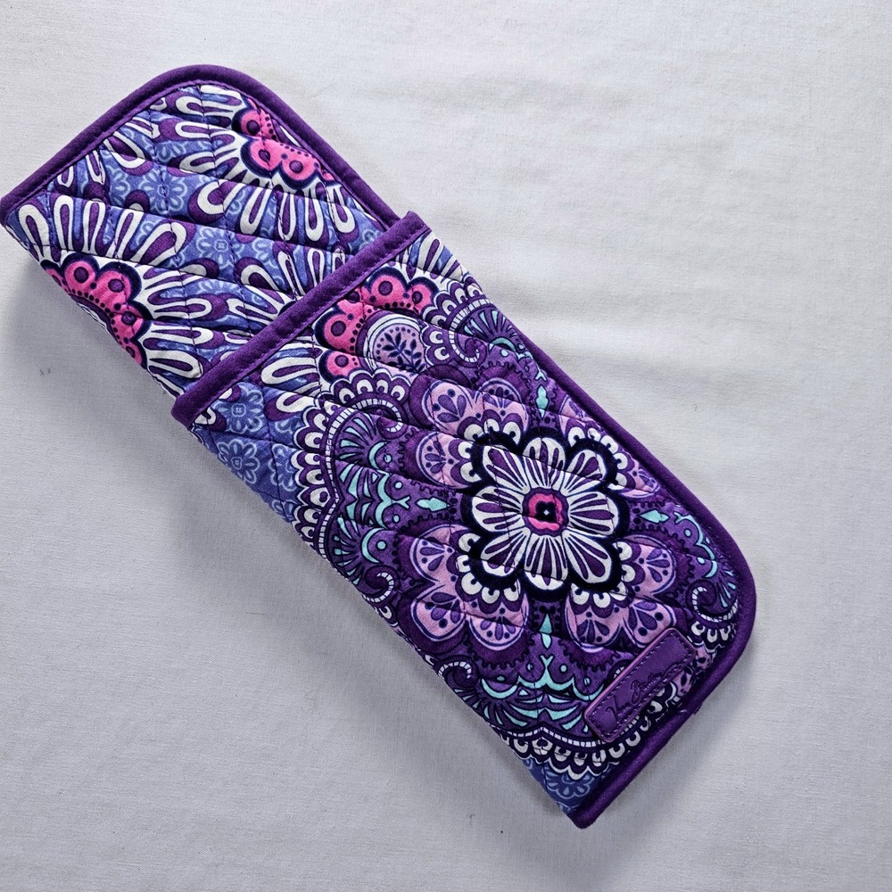 Vera Bradley Quilted Curling Iron Cover Purple Floral Heat Resistant Travel Case